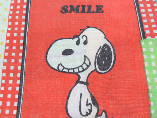 【スマイル・スヌーピー】ピーナッツの仲間・パネル柄・70'ヴィンテージ・USEDピロケース/枕カバー