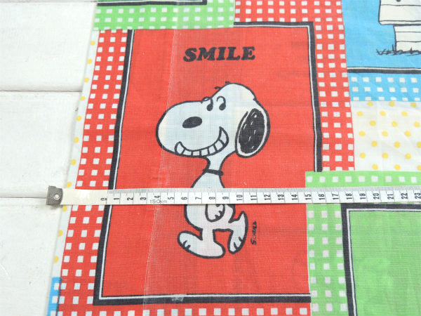 【スマイル・スヌーピー】ピーナッツの仲間・パネル柄・70'ヴィンテージ・USEDピロケース/枕カバー
