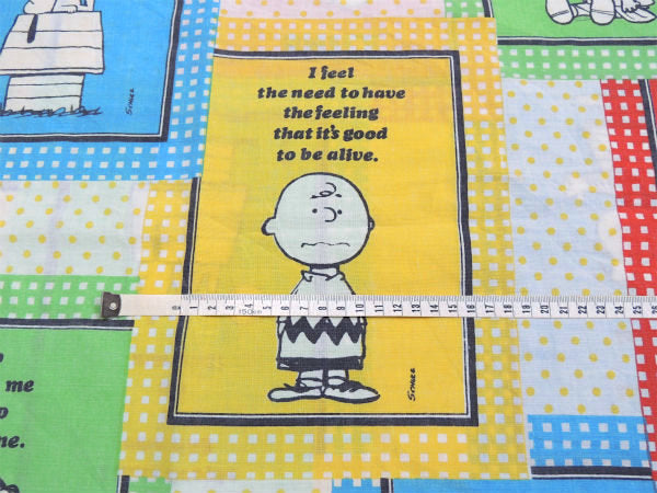 【スマイル・スヌーピー】ピーナッツの仲間・パネル柄・70'ヴィンテージ・USEDピロケース/枕カバー