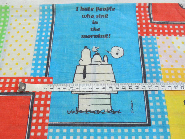 【スマイル・スヌーピー】ピーナッツの仲間・パネル柄・70'ヴィンテージ・USEDピロケース/枕カバー