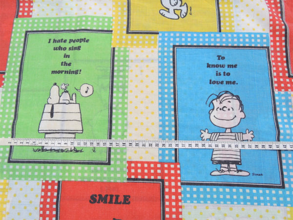 【スマイル・スヌーピー】ピーナッツの仲間・パネル柄・70'ヴィンテージ・USEDピロケース/枕カバー