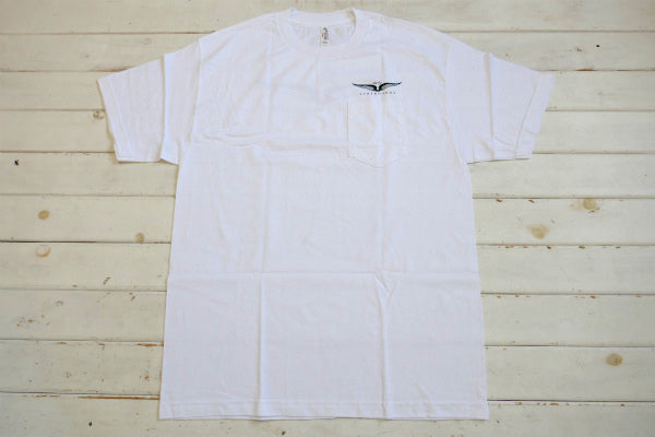 Skip Frye・スキップフライ・Frye Wings・ホワイト×ブルー・ポケットTシャツ(M)