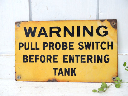 WARNING 警告 イエロー×ブラック・ヴィンテージ・ホーロー 看板・サイン・看板・USA