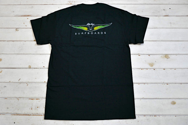 Skip Frye・スキップフライ・Frye Wings・ブラック×グリーン・ポケットTシャツ(M)