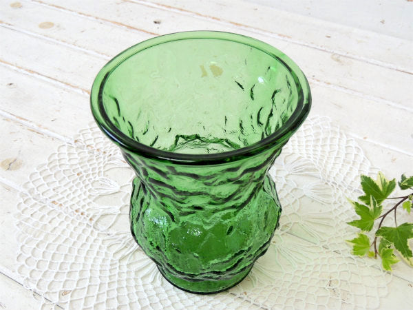 USA・アボカドグリーン ミッドセンチュリー・レトロ・ガラス製・ヴィンテージ・フラワーベース・花瓶