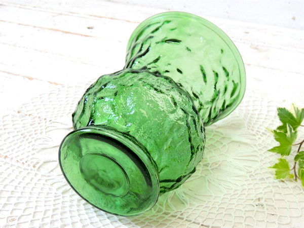 USA・アボカドグリーン ミッドセンチュリー・レトロ・ガラス製・ヴィンテージ・フラワーベース・花瓶