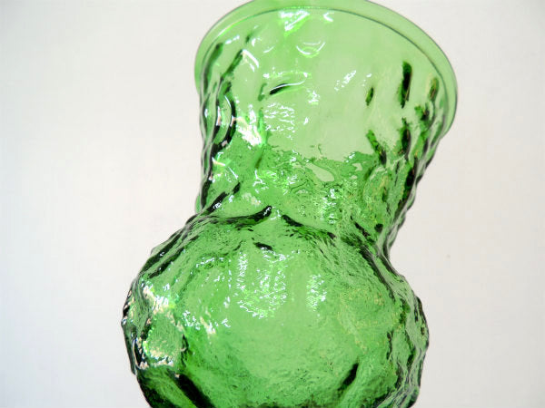 USA・アボカドグリーン ミッドセンチュリー・レトロ・ガラス製・ヴィンテージ・フラワーベース・花瓶