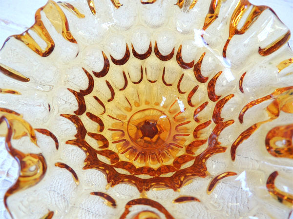 USA・アンバーガラス エレガントなデザイン・ヴィンテージ・コンポート・食器・脚付き・皿・トレイ