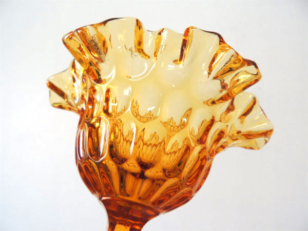 USA・アンバーガラス エレガントなデザイン・ヴィンテージ・コンポート・食器・脚付き・皿・トレイ