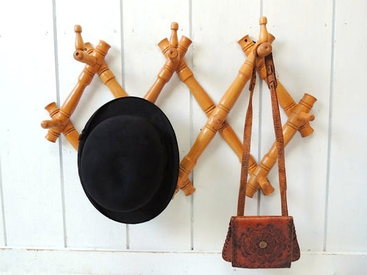 ミッドセンチュリー　木製・ジャバラ式・50's ヴィンテージ・ハットラック・コートフック・インテリア