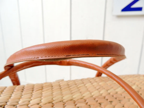 大きなドーム型・スタッズ付き・ヴィンテージ・ストローバッグ・かごバッグ・鞄・バスケット USA