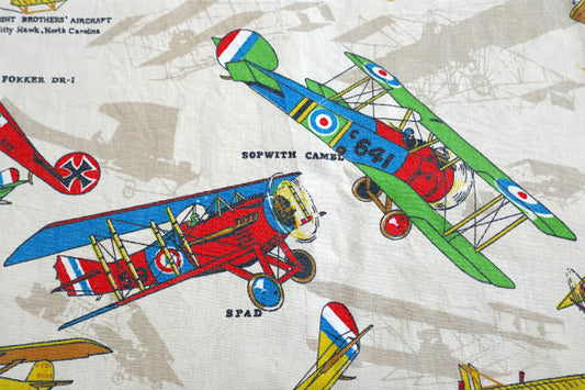 航空機 飛行機 戦闘機 ライトフライヤー ヴィンテージ カーテン 生地 レトロ USA