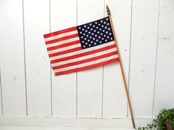 【アメリカンフラッグ・50州】ビッグサイズ!USA星条旗・木製ポール・ビンテージ・旗・アメリカ合衆国