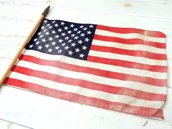 【アメリカンフラッグ・50州】ビッグサイズ!USA星条旗・木製ポール・ビンテージ・旗・アメリカ合衆国