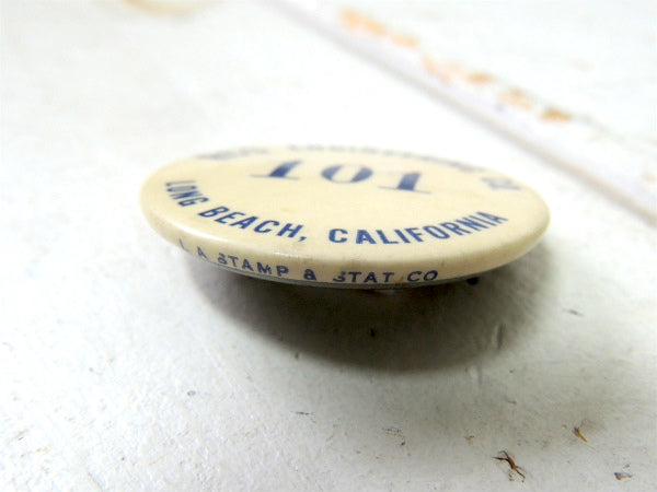 【101・RCS・カリフォルニア】ロングビーチ・ビンテージ・ナンバー・缶バッジ・アドバタイジング