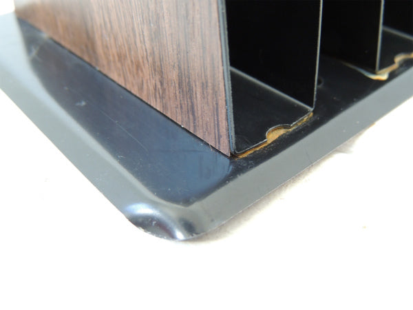 ミッドセンチュリー スモールサイズ モダンなウッド柄 メタル製 ヴィンテージ 書類スタンド ブックスタンド インダストリアル  USA