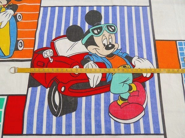 【ミッキーマウス】ディズニー・クール柄・ヴィンテージ・ユーズドシーツ(1/2) USA
