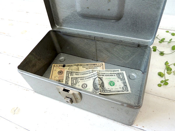 【SWACO・グレー】工業系・持ち手ハンドル付き・ヴィンテージ・キャッシュボックス・ケース