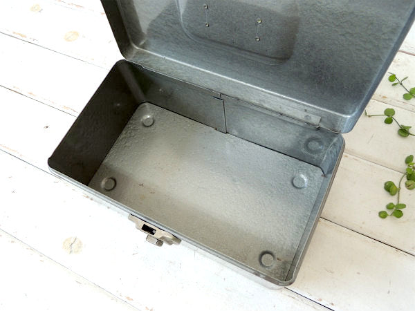 【SWACO・グレー】工業系・持ち手ハンドル付き・ヴィンテージ・キャッシュボックス・ケース