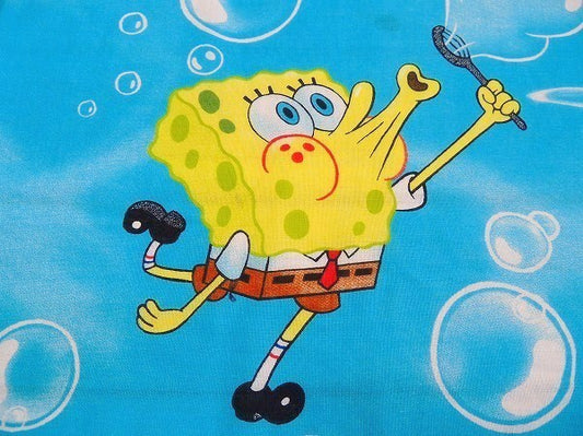 【スポンジボブ】パトリック・ビキニタウン・キャラクター生地・ユーズドシーツ(フラット)