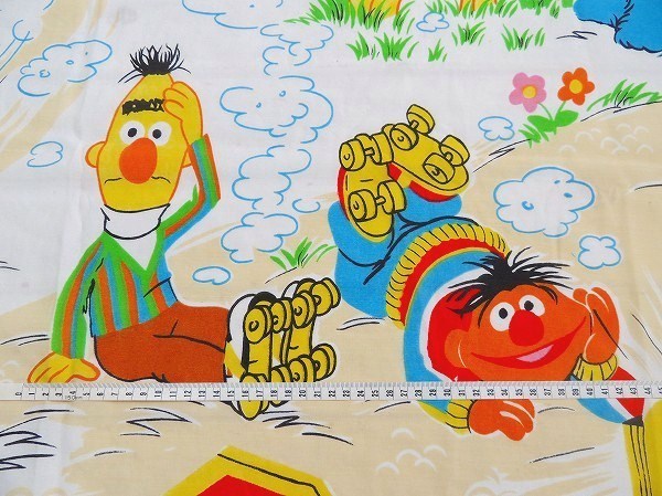 【セサミストリート】スケートボード&ローラースケート柄・ヴィンテージ・USEDフラットシーツ