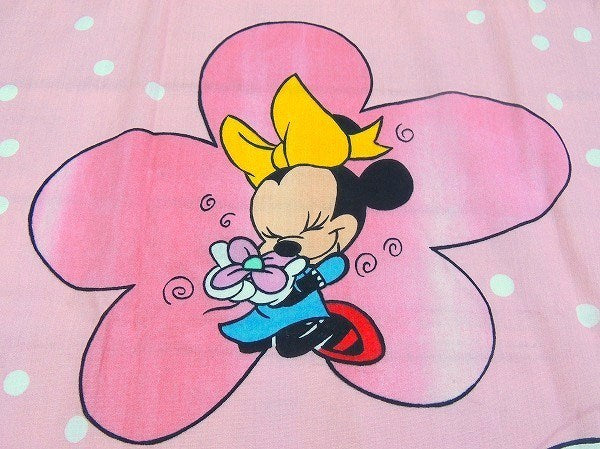 【ミニーマウス】ディズニー・フラワー&蝶々柄・ヴィンテージ・カーテン/生地 USA