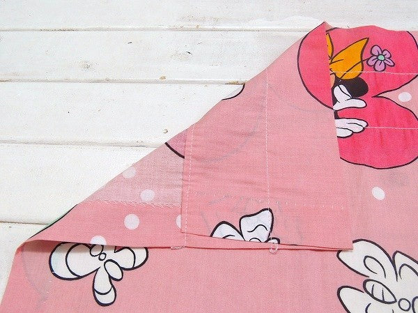 【ミニーマウス】ディズニー・フラワー&蝶々柄・ヴィンテージ・カーテン/生地 USA