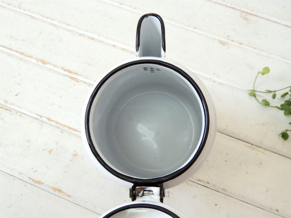 【ホワイト×ブラック】ホーロー製・ヴィンテージ・パーコレータ・コーヒーポット・ケトル・アウトドア