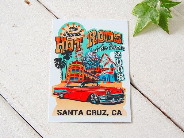 カリフォルニア USA　サンタクルーズ　ホットロッド アメ車　限定　プレート　ステッカー　看板　アメリカンビンテージ