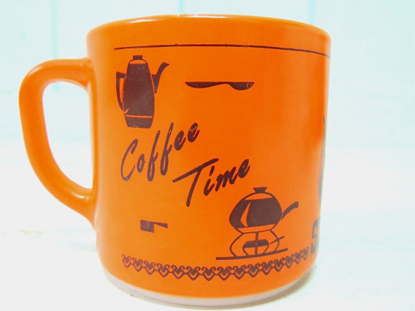 フェデラル SIX FLAG& コーヒー タイム・オレンジ・ヴィンテージ・マグカップ 食器 カフェ