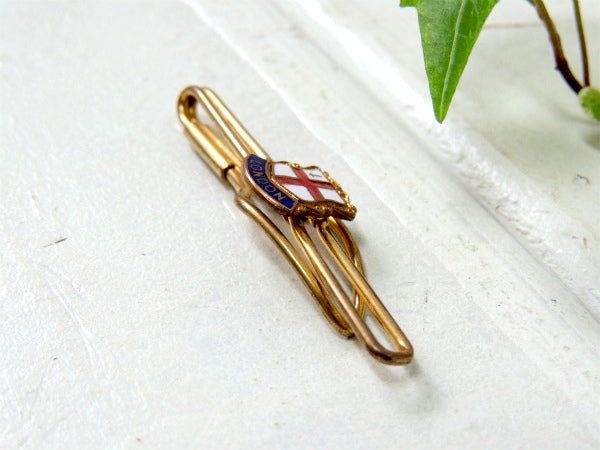 ロンドン・イングランド 国旗モチーフ・ダブルライン・ゴールドトーン・アンティーク・タイピン