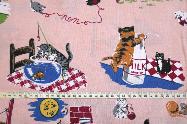American Genius&Co・いたずら子猫・ネコ・ヴィンテージ・ユーズドシーツ(下半分)