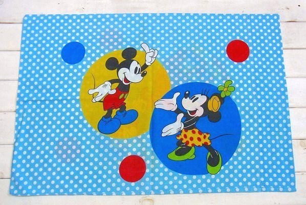 ミッキー&ミニー&ドナルド・水玉柄ヴィンテージ・ピロケース/枕カバー USA