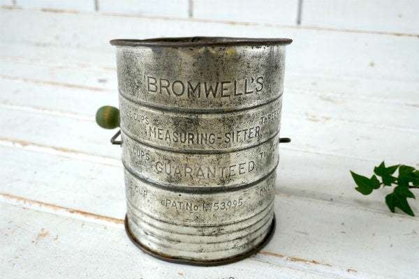 BROMWELL 木製ハンドル・ビンテージ・メジャーリングシフター・粉ふるい・シフター キッチン雑貨