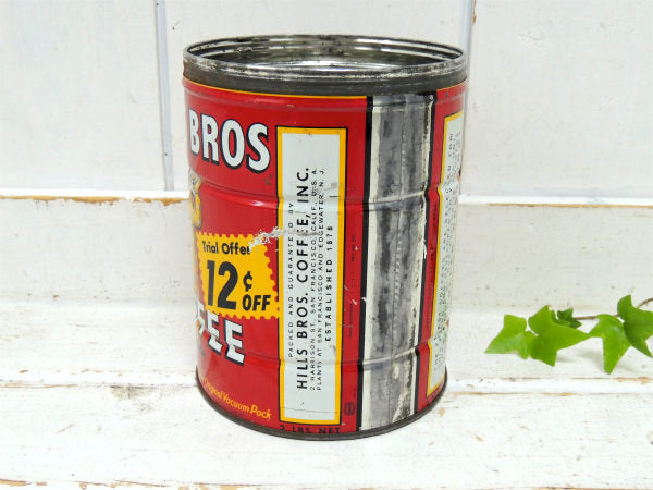 【HILLS BROS/12¢OFF】ヒルスコーヒー・ブリキ製・ヴィンテージ・コーヒー缶/ティン缶