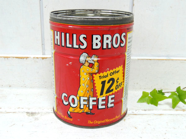 【HILLS BROS/12¢OFF】ヒルスコーヒー・ブリキ製・ヴィンテージ・コーヒー缶/ティン缶