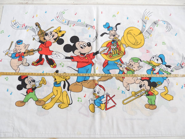 【ディズニーの仲間】ミッキー&3匹のこぶた・オーケストラ柄・ヴィンテージ・ピロケース/枕カバーUSA
