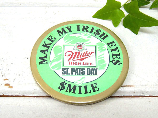 SMILE スマイル Miller HIGH LIFE ミラービール クローバー柄 缶バッジ アドバタイジング ビール