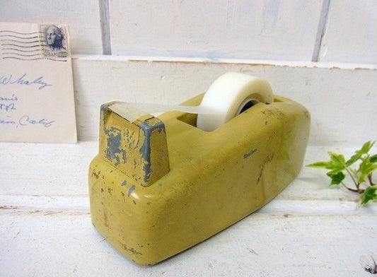 クリーム色・小さなヴィンテージ・テープカッター/テープディスペンサー　USA