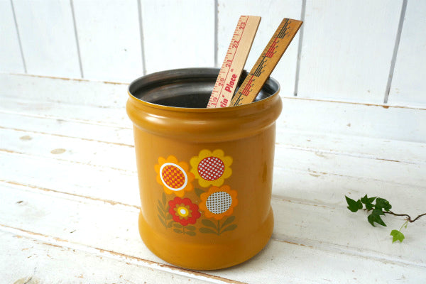 キュート ポップカラー 花柄 フラワー WEST BEND・ヴィンテージ・キャニスター USA