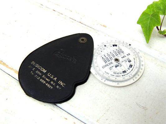 BUSICOM・CONCISE ヴィンテージ・アナログ・円形計算尺・カバー付き・キーホルダー