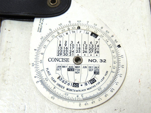 BUSICOM・CONCISE ヴィンテージ・アナログ・円形計算尺・カバー付き・キーホルダー