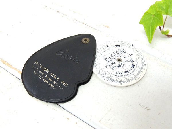 BUSICOM・CONCISE ヴィンテージ・アナログ・円形計算尺・カバー付き・キーホルダー