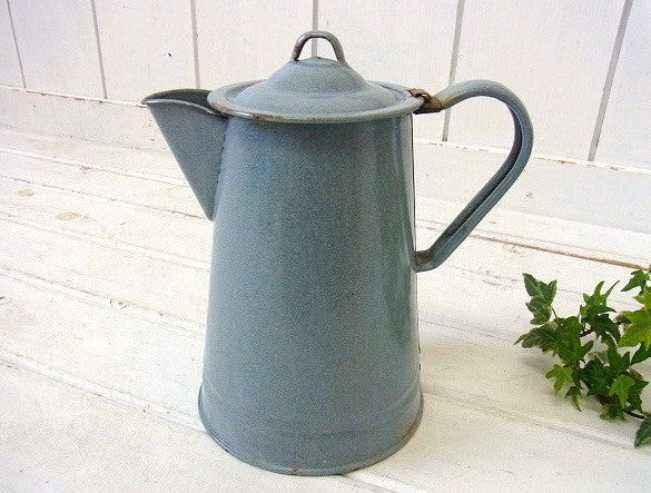 グレー色・ホーロー製・アンティーク・ポット/ケトル/コーヒーポット USA