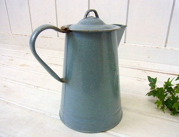グレー色・ホーロー製・アンティーク・ポット/ケトル/コーヒーポット USA