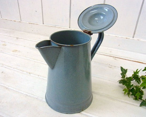 グレー色・ホーロー製・アンティーク・ポット/ケトル/コーヒーポット USA