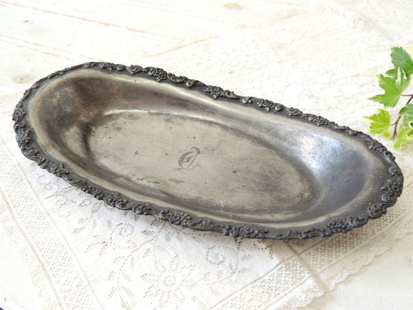 【Poole Silver Co】シルバープレート・アンティーク・ブレッドトレイ・プレート・銀食器