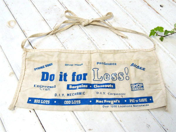 BIG LOTS ブルーロゴ・コットン100%・ポケット付き・ビンテージ・ワーク エプロン USA