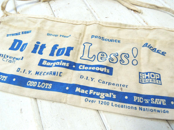 BIG LOTS ブルーロゴ・コットン100%・ポケット付き・ビンテージ・ワーク エプロン USA