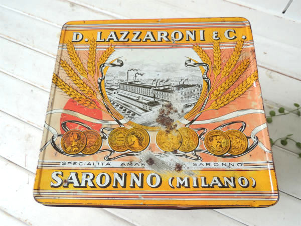 【D.LAZZARONI&C】イタリア・アマレッティ・ヴィンテージ・ティン缶/ビスケット缶